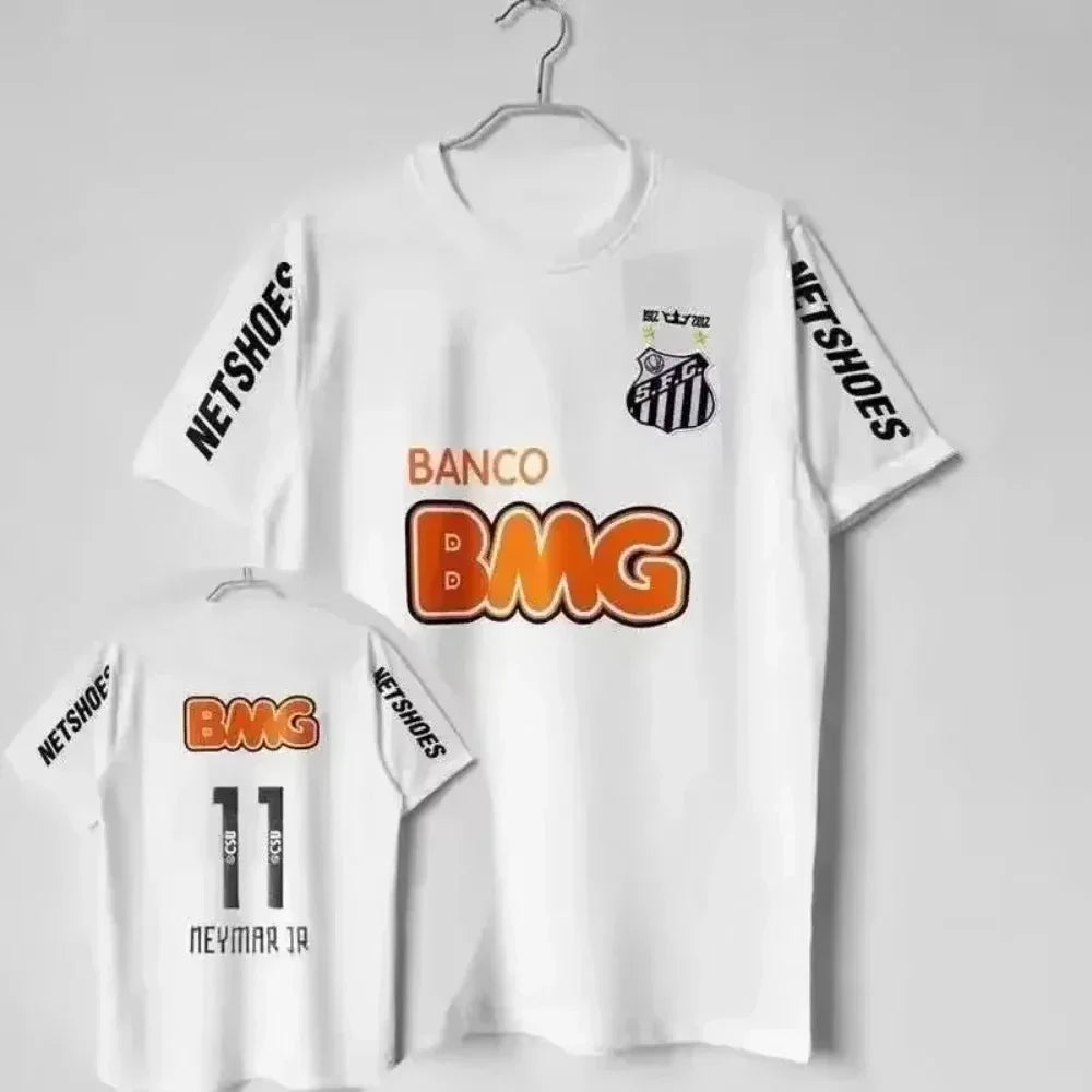 Classic Vintage 11-12 Santossi Family Cotton Football Jerseys Vintage Little Neymar Football Adults Men Women'S Kids Wear Shirts