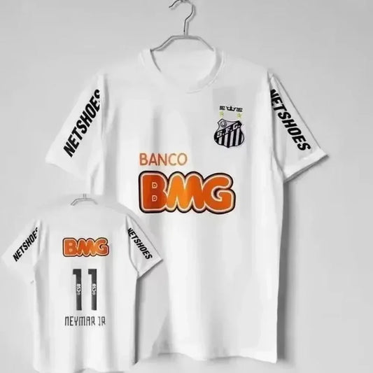 Classic Vintage 11-12 Santossi Family Cotton Football Jerseys Vintage Little Neymar Football Adults Men Women'S Kids Wear Shirts